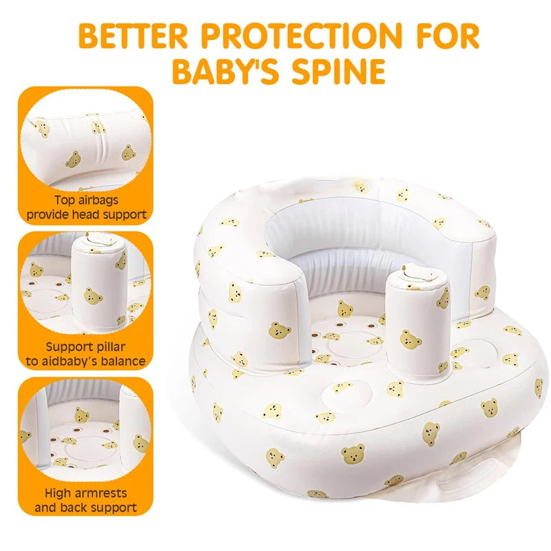 Inflatable para bebés ideal para los bebés de 4 a 18 meses  ideal para paseos, camping, comodidad en el hogar.